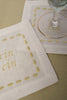 Set Of Linen Coasters - White & Lime 'Cin Cin'