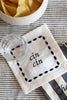 Set Of Linen Coasters - White & Black 'Cin Cin'