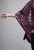 The Amelia Wool Poncho - Burgundy and Soft Lime Patterned