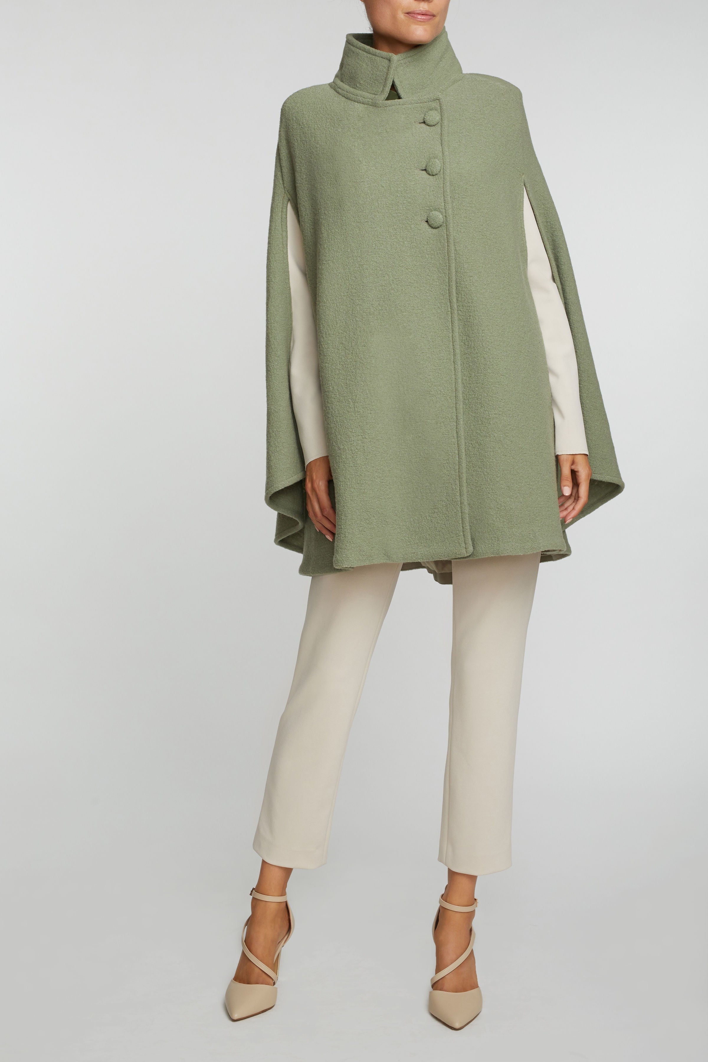 The Rachel Wool Cape - Green Sage