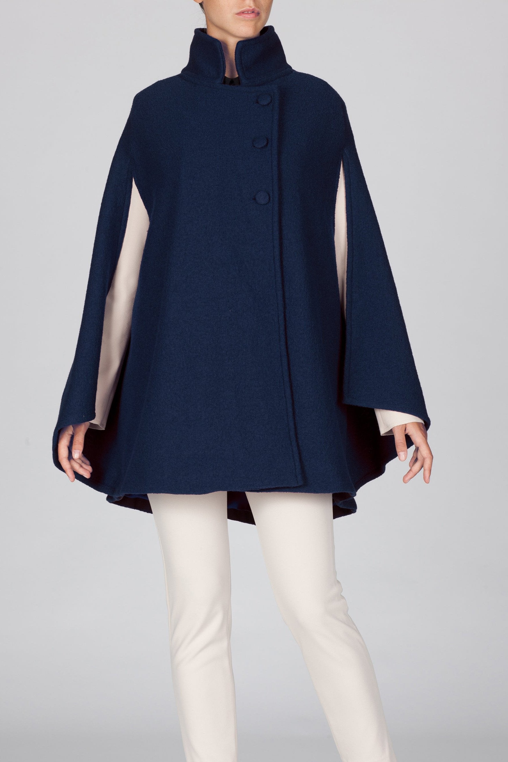 The Rachel Wool Cape - Blue Navy