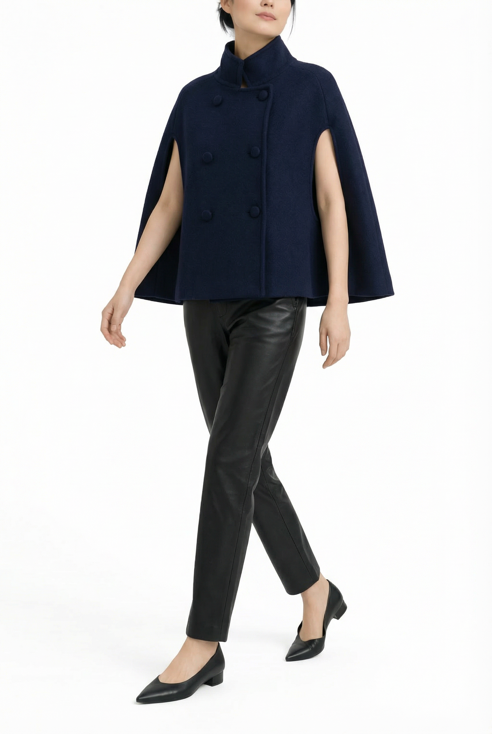 Josephine Wool Cape — blue navy — Marta Scarampi