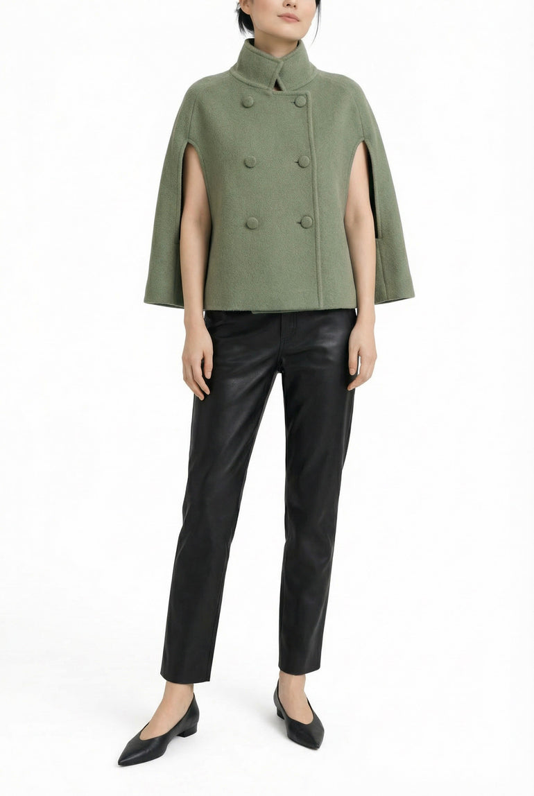 Josephine Wool Cape — green sage — Marta Scarampi
