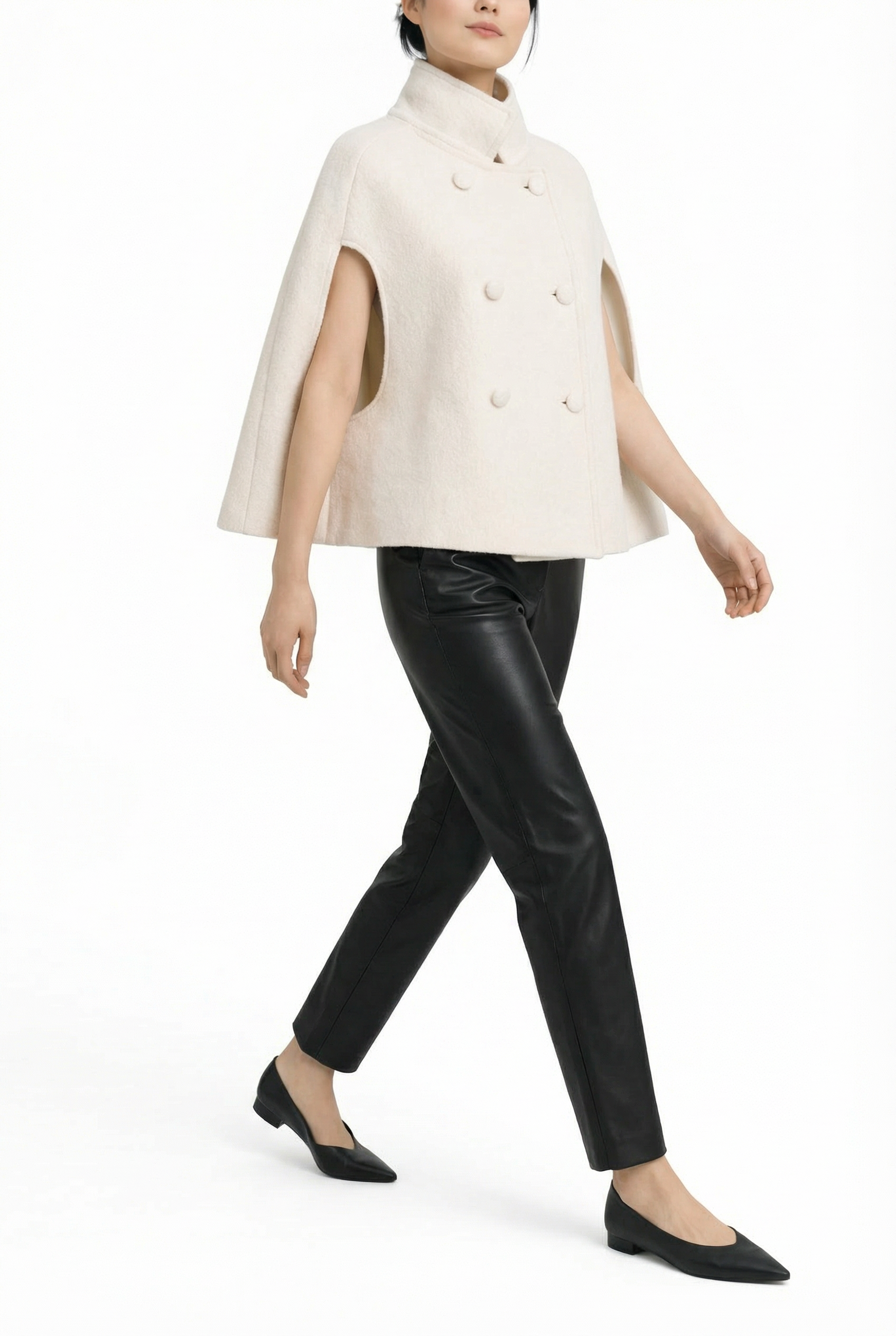 Josephine Wool Cape — cream — Marta Scarampi