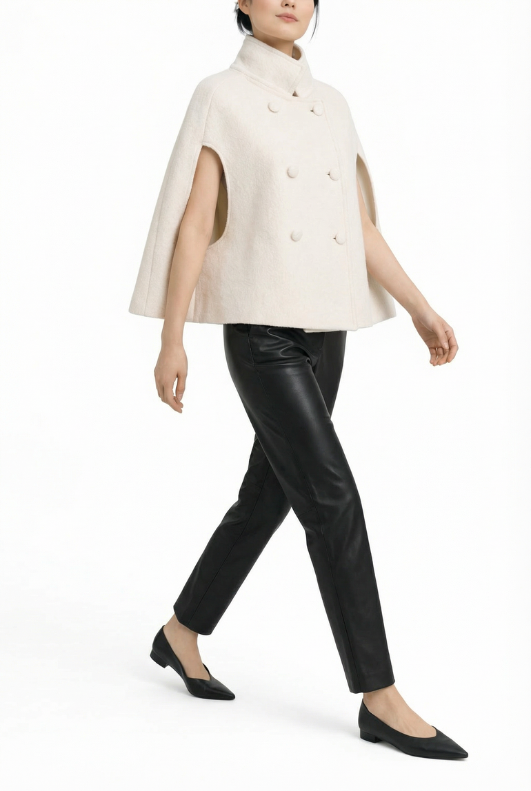Josephine Wool Cape — cream — Marta Scarampi