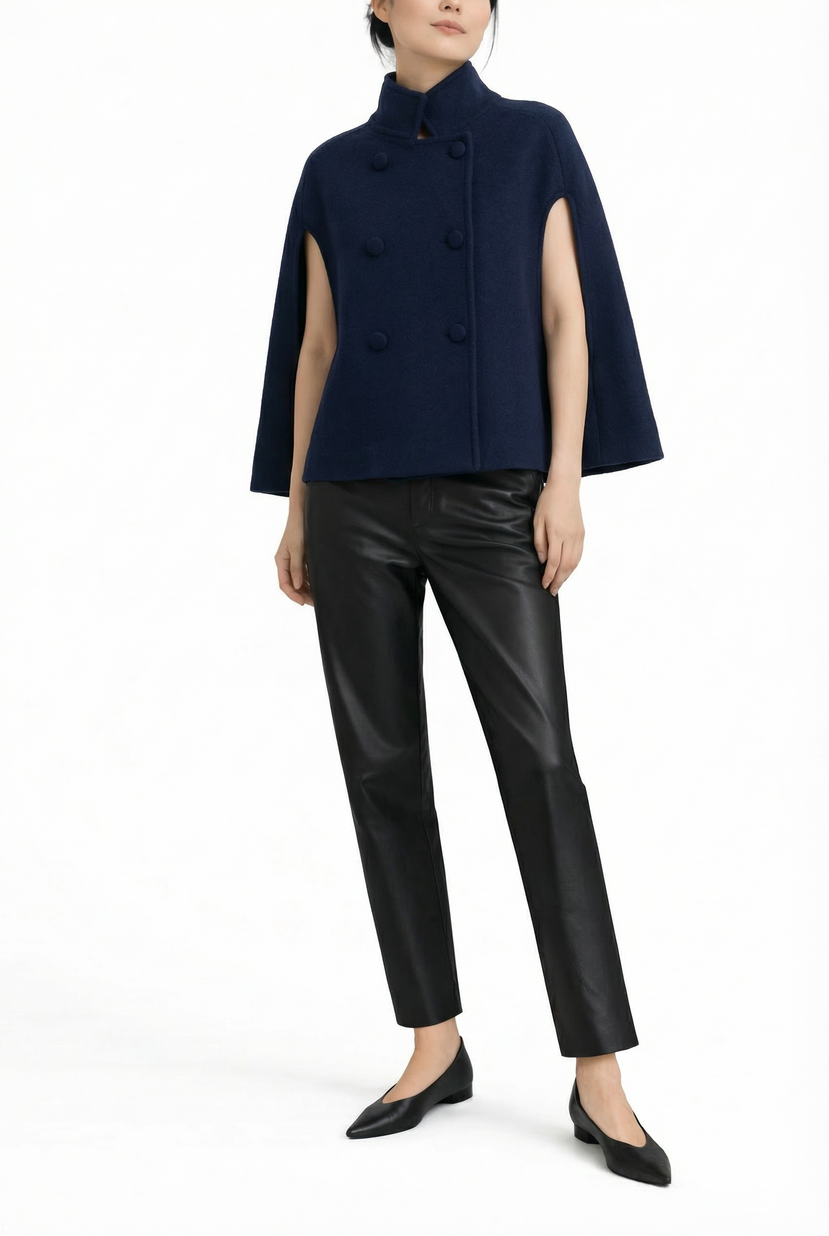 Josephine Wool Cape — blue navy — Marta Scarampi