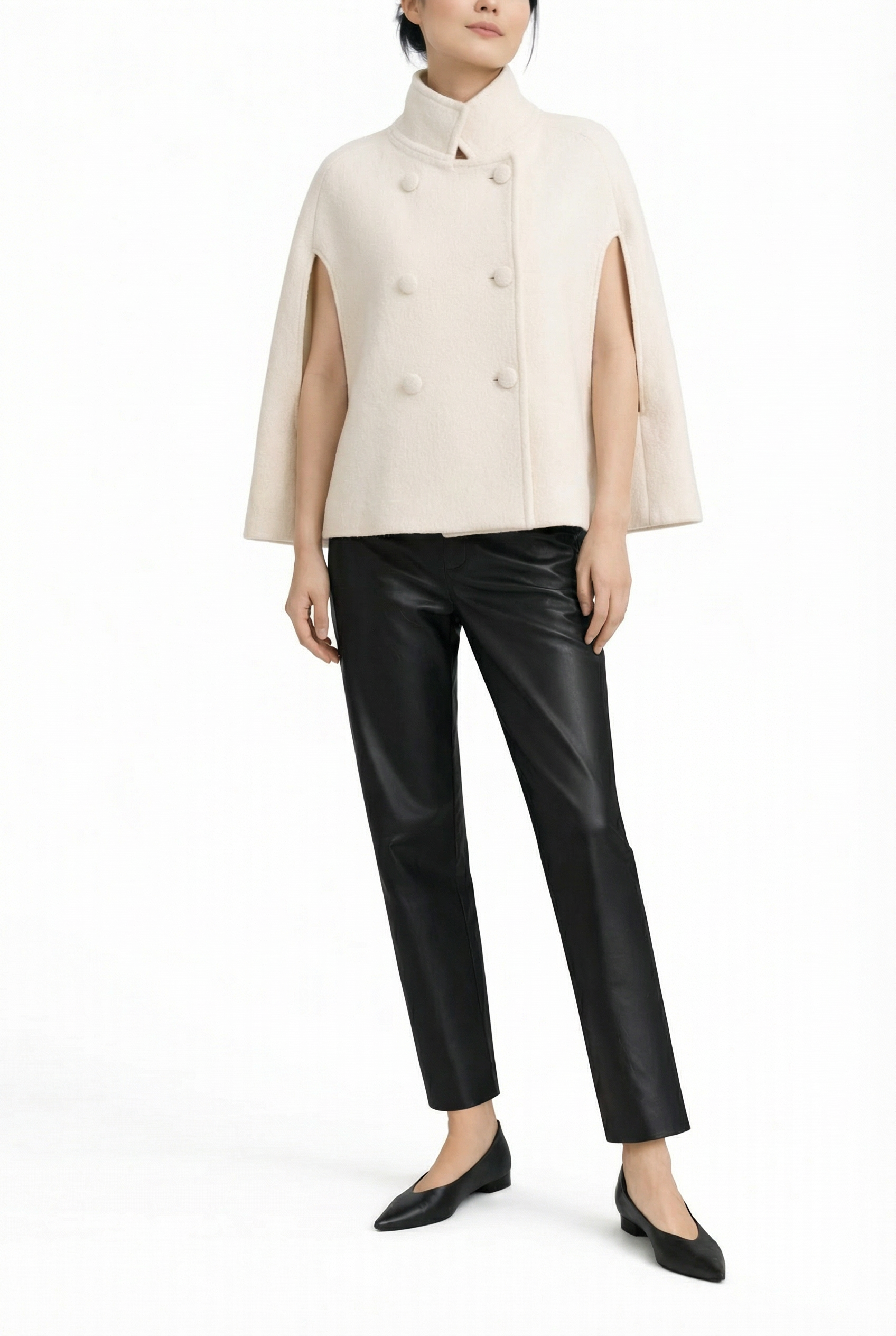 Josephine Wool Cape — cream — Marta Scarampi