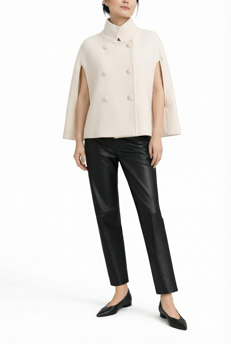 Josephine Wool Cape — cream — Marta Scarampi