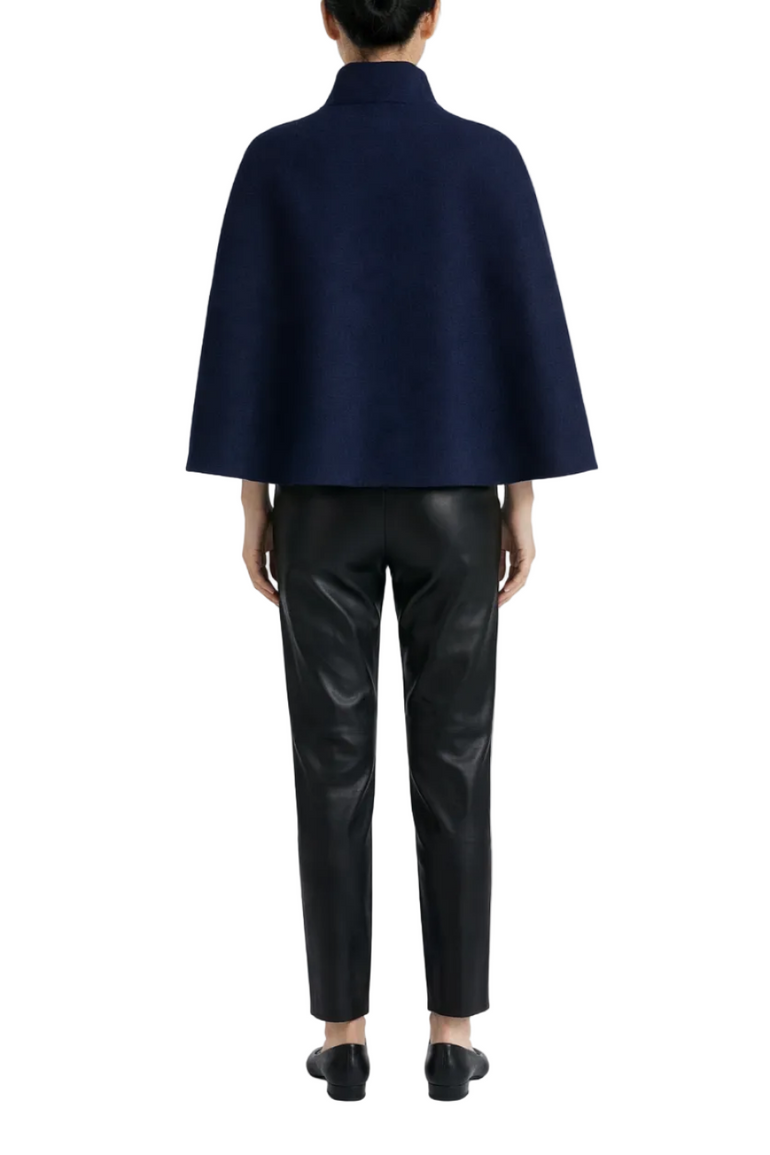 Josephine Wool Cape — blue navy — Marta Scarampi