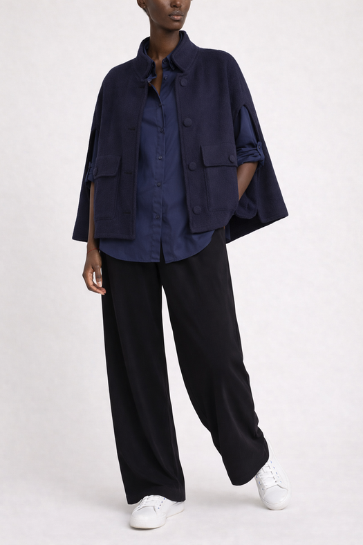 Giulia Shirt — blue navy cotton — Marta Scarampi