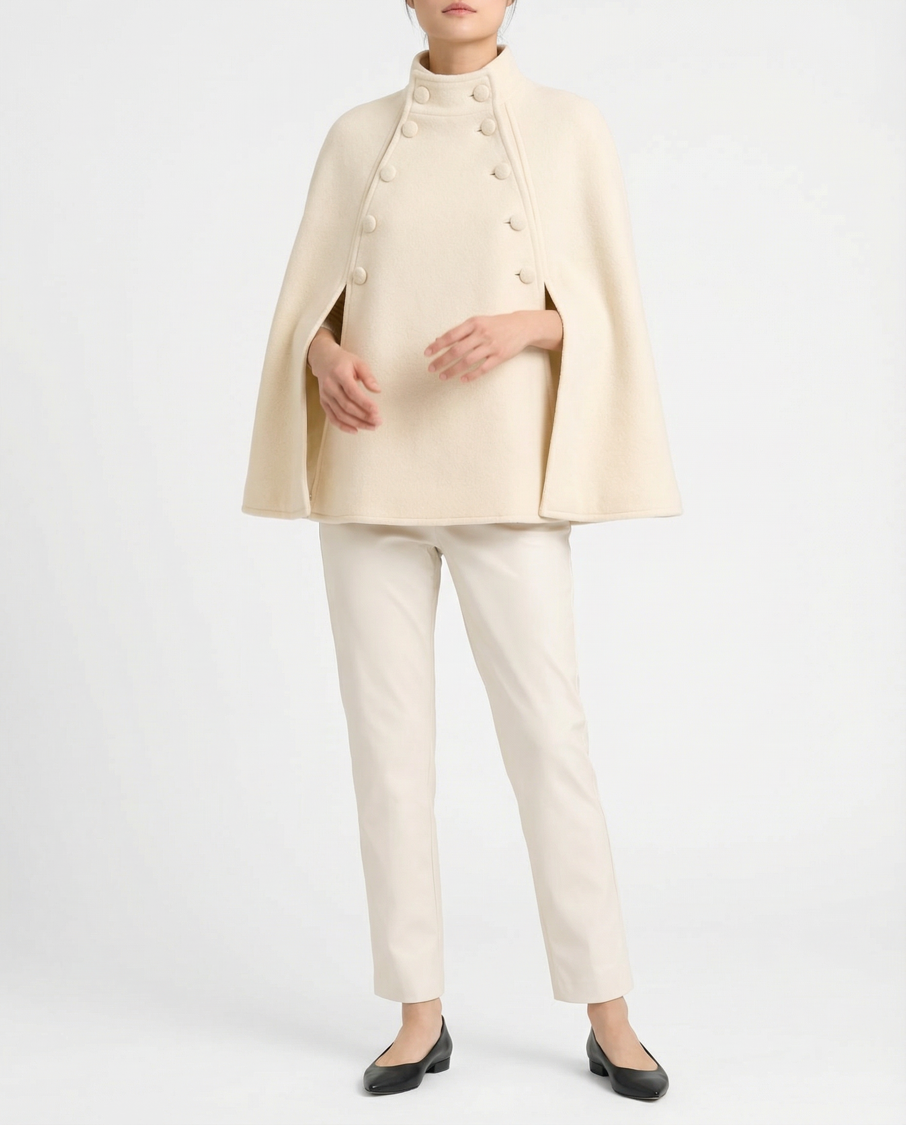 Margaret Wool Cape — cream — Marta Scarampi