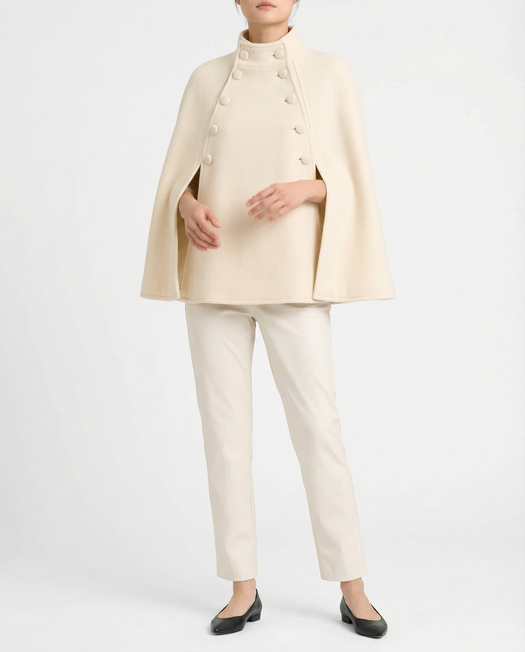 Margaret Wool Cape — cream — Marta Scarampi