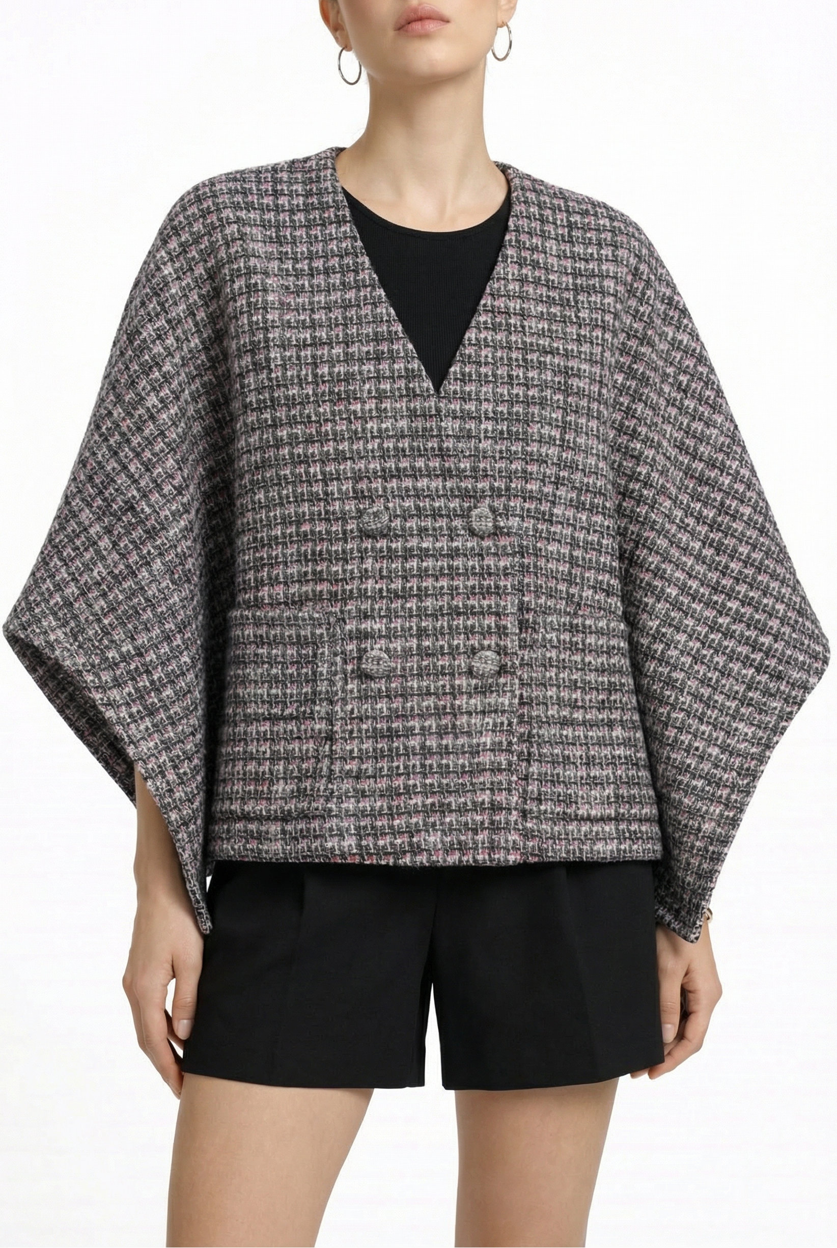 Clara Poncho — patterned wool — Marta Scarampi