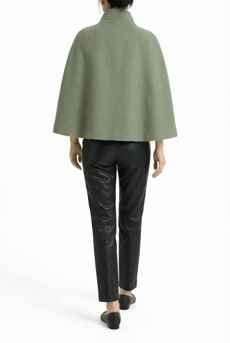 Josephine Wool Cape — green sage — Marta Scarampi