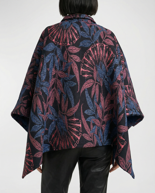 Mia Wool Poncho — botanical blue and pink — Marta Scarampi