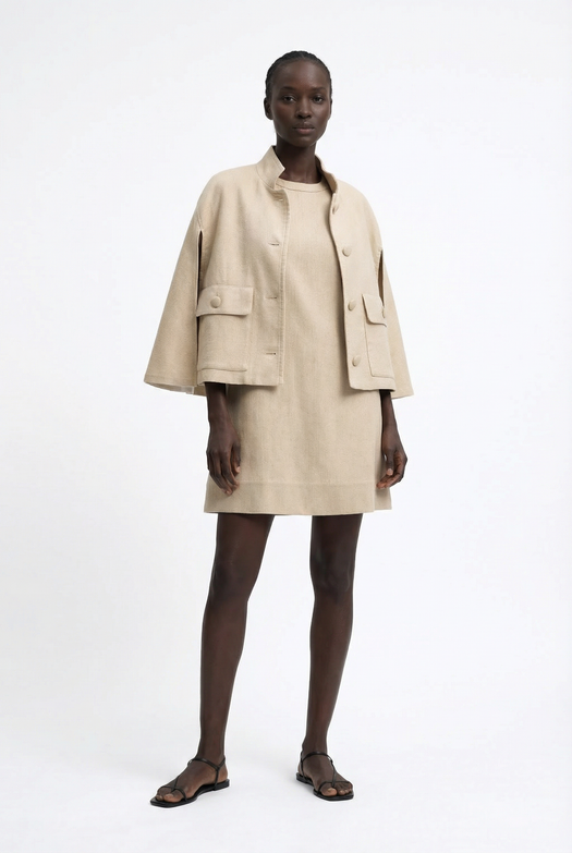 Camilla Denim Cape — beige — Marta Scarampi