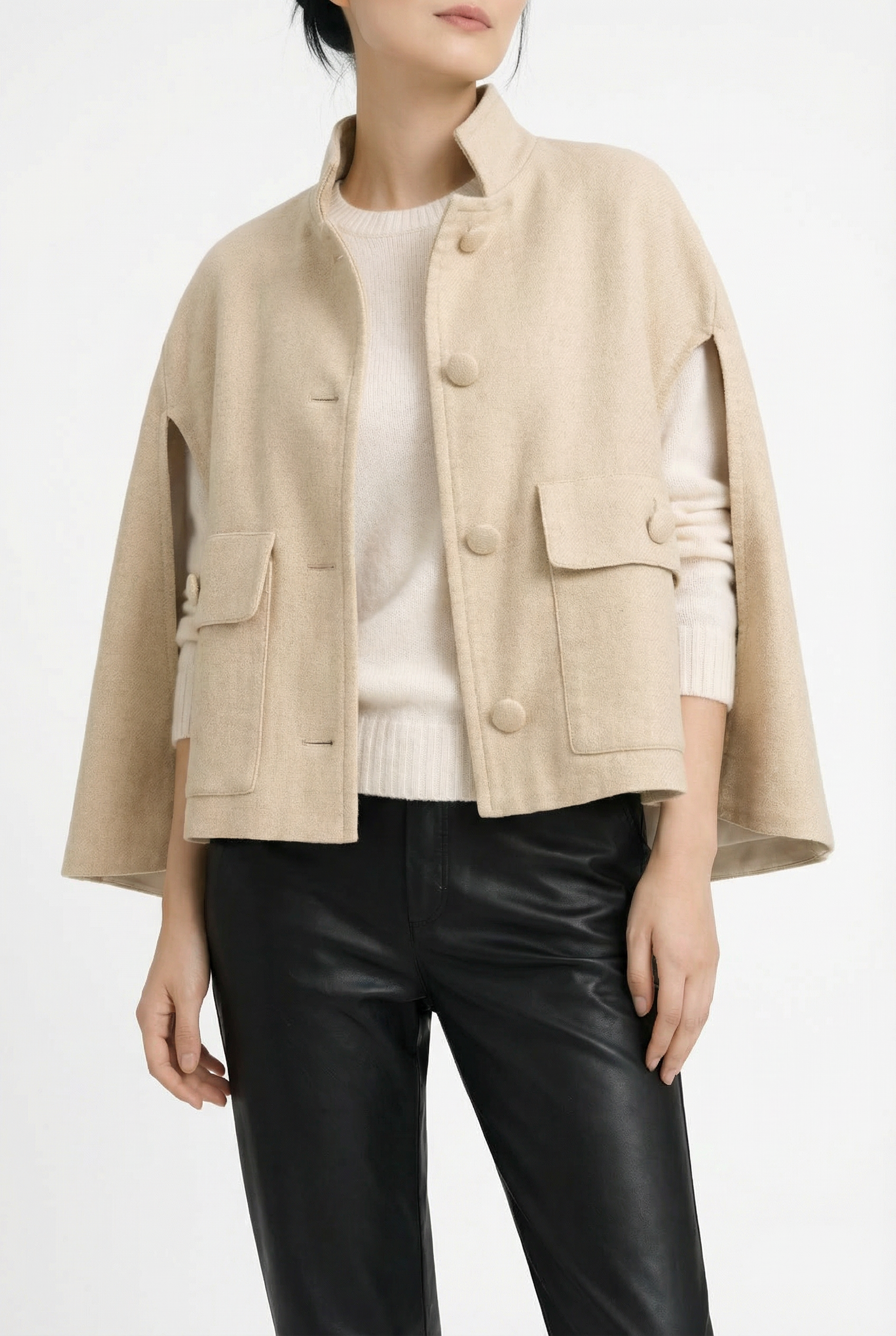 Camilla Denim Cape — beige — Marta Scarampi