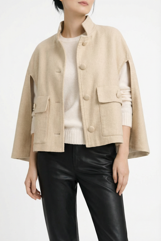 Camilla Denim Cape — beige — Marta Scarampi
