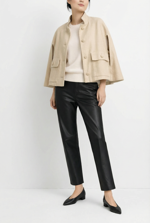 Camilla Denim Cape — beige — Marta Scarampi