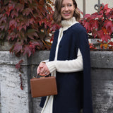 Giulia Two-Tone Wool Cape Blue