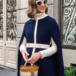 Giulia Two-Tone Wool Cape Blue