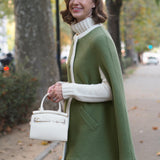 Giulia Wool Cape — green sage limited edition — Marta Scarampi