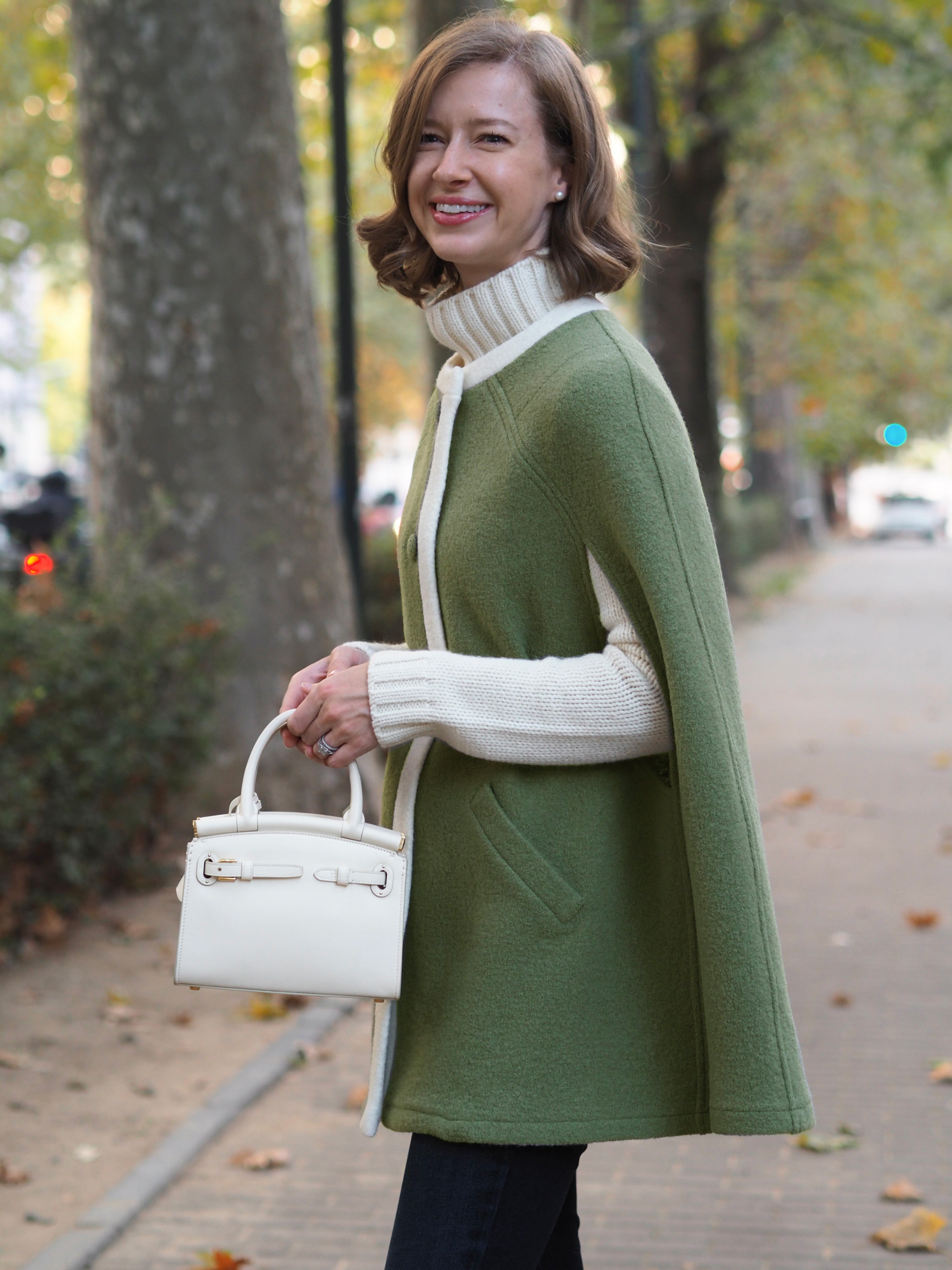 Giulia Wool Cape — green sage limited edition — Marta Scarampi