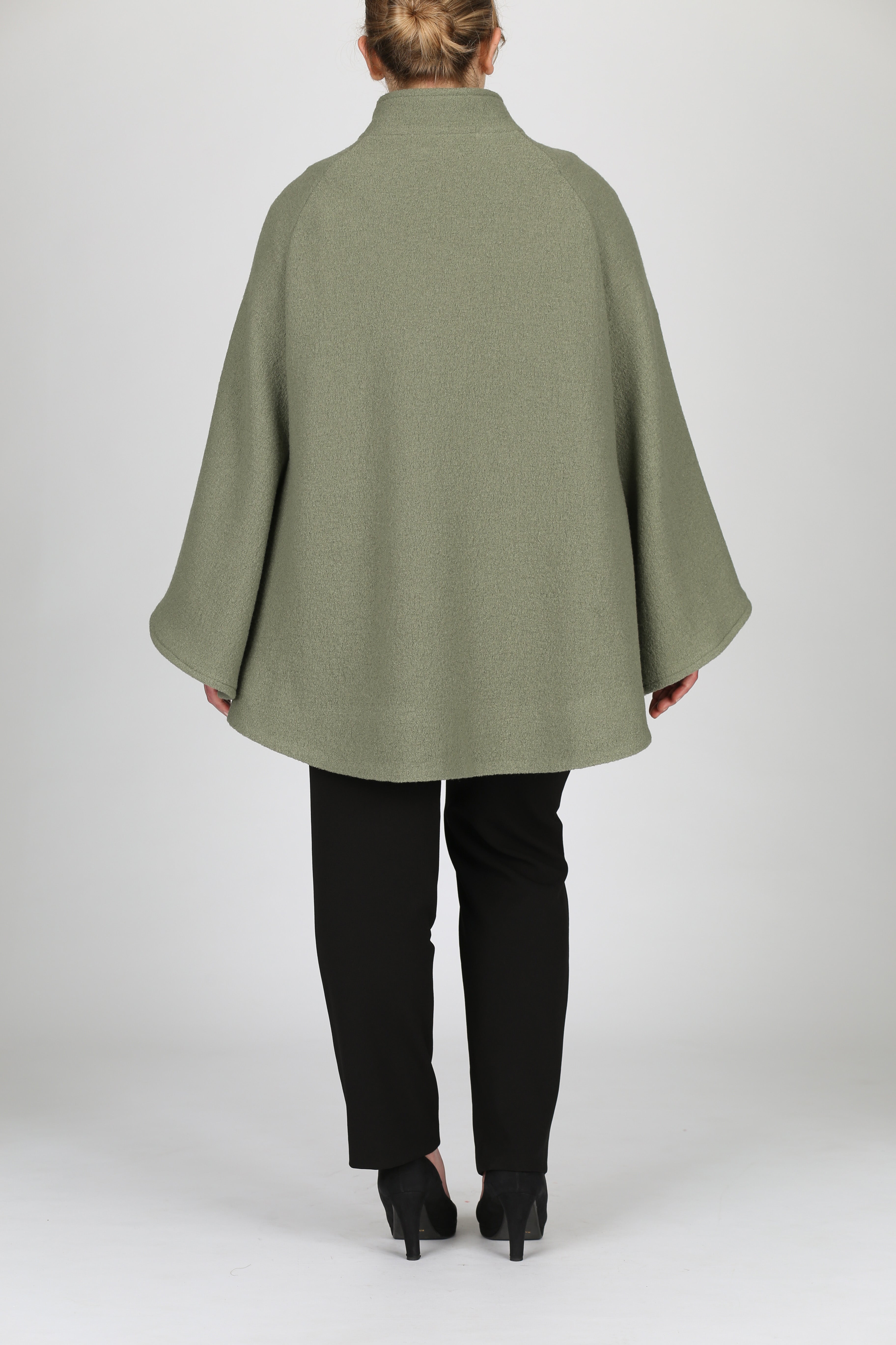 Rachel Wool Cape — Green Sage | Marta Scarampi Made in Italy