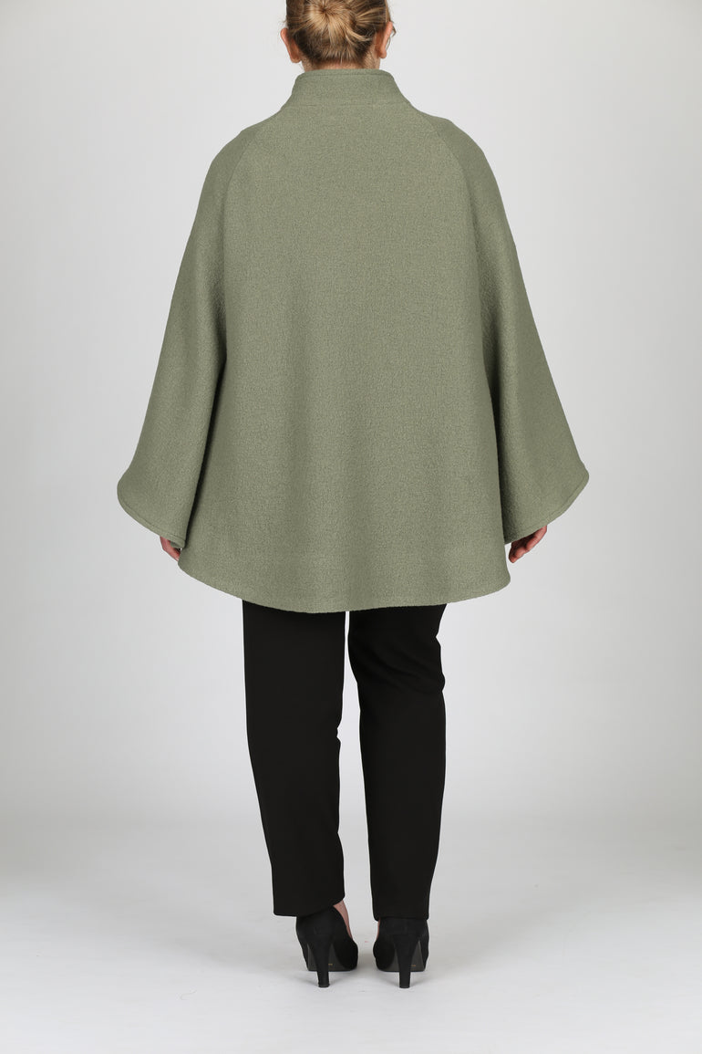 Rachel Wool Cape — green sage wool — Marta Scarampi