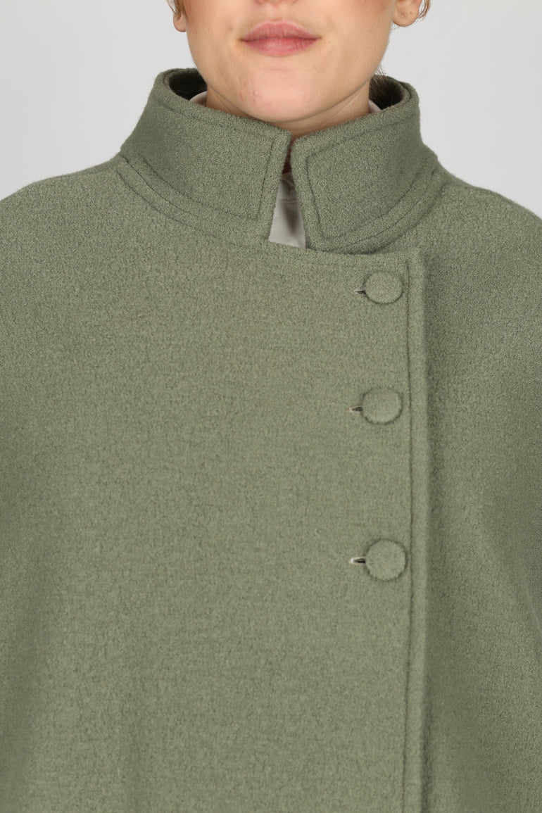Rachel Wool Cape — green sage wool — Marta Scarampi