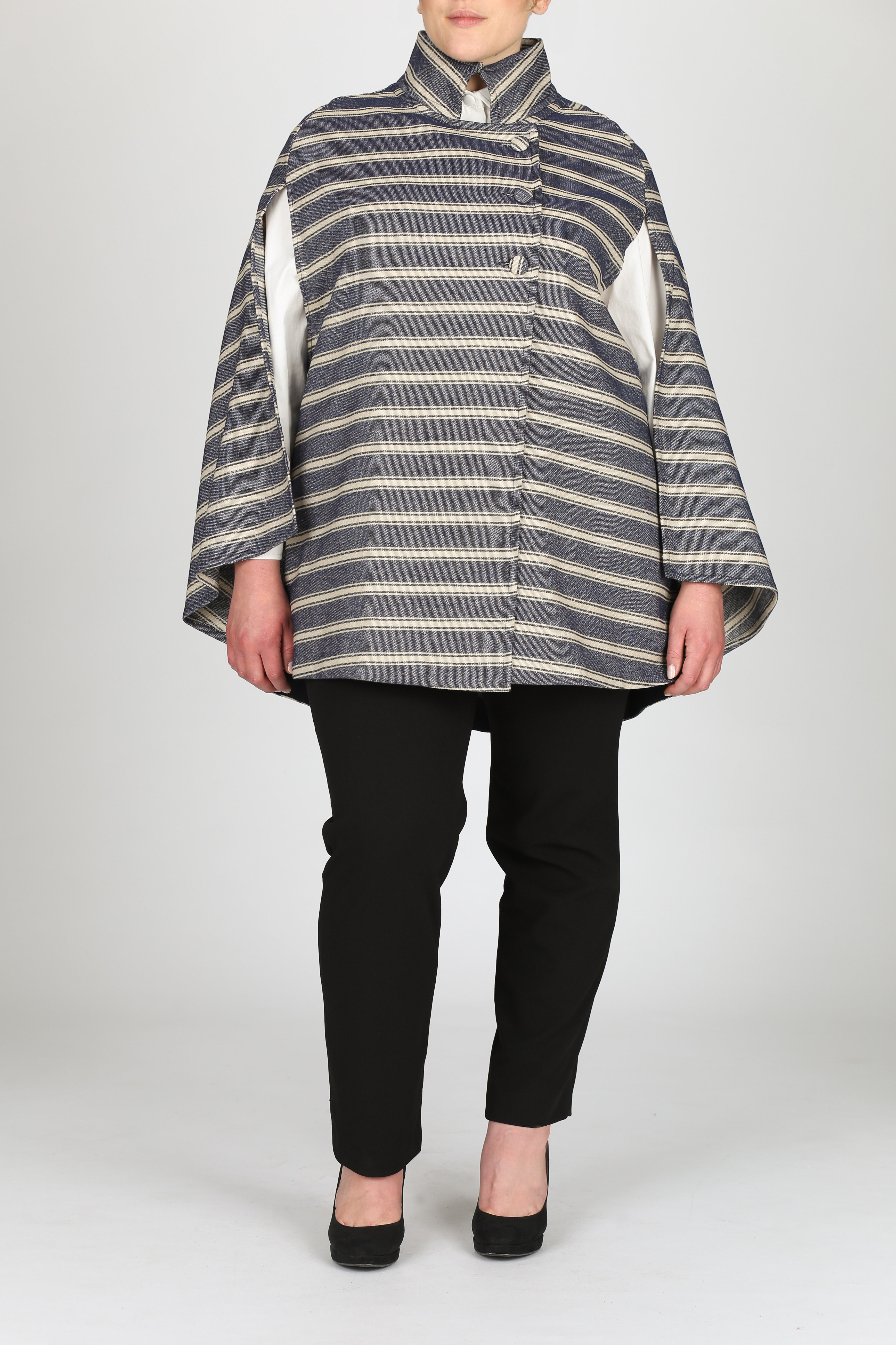 The Rachel Denim Cape - w/Stripes