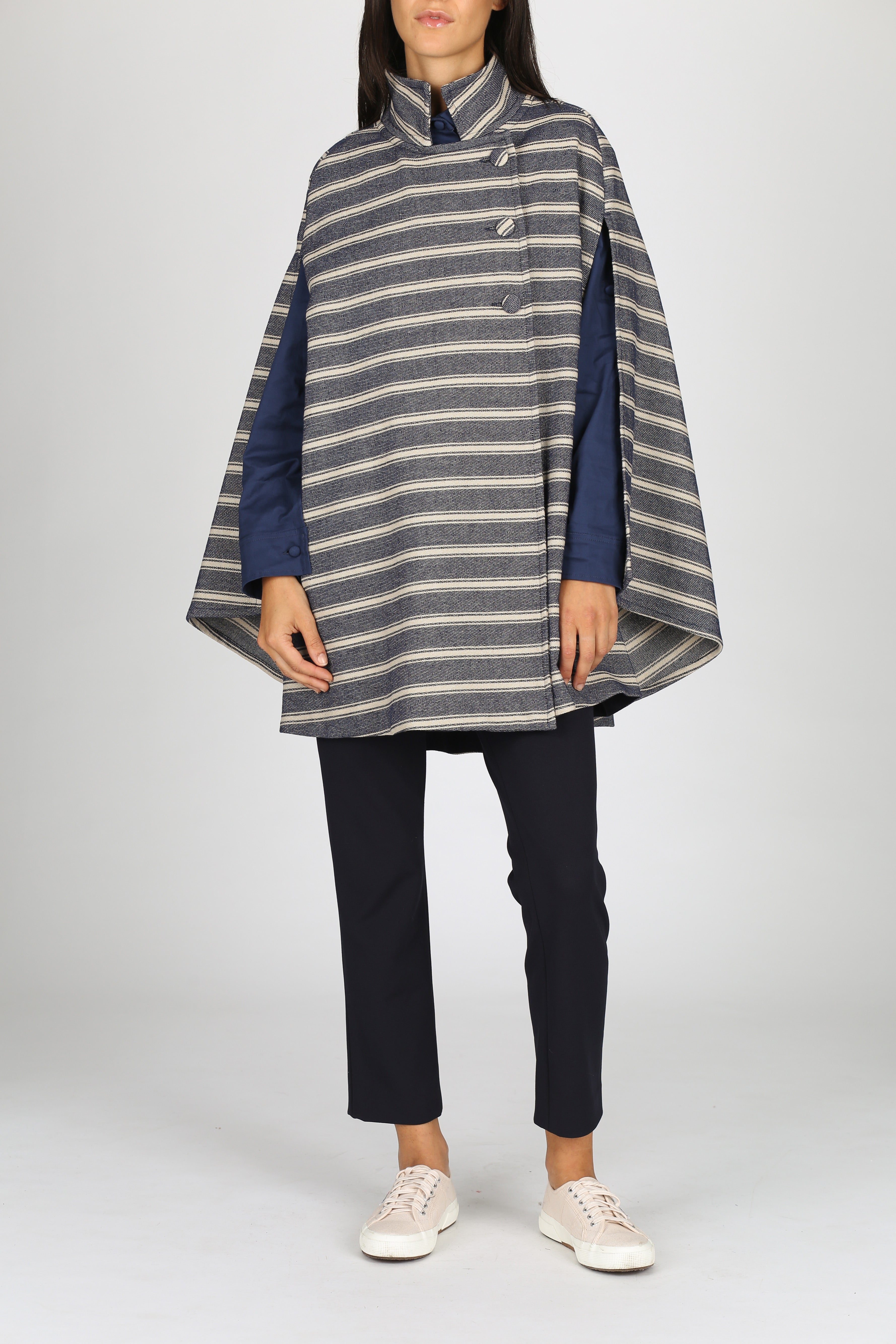 The Rachel Denim Cape - w/Stripes