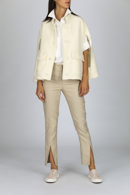 Camilla Wool Cape — cream — Marta Scarampi