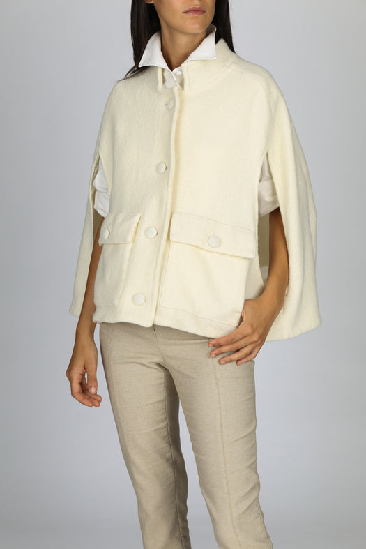 Camilla Wool Cape — cream — Marta Scarampi