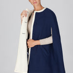 Giulia Two-Tone Wool Cape Blue