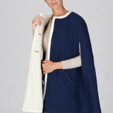 Giulia Two-Tone Wool Cape Blue