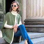 Giulia Wool Cape — green sage limited edition — Marta Scarampi