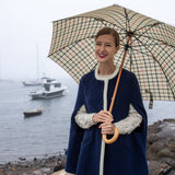 Giulia Two-Tone Wool Cape Blue
