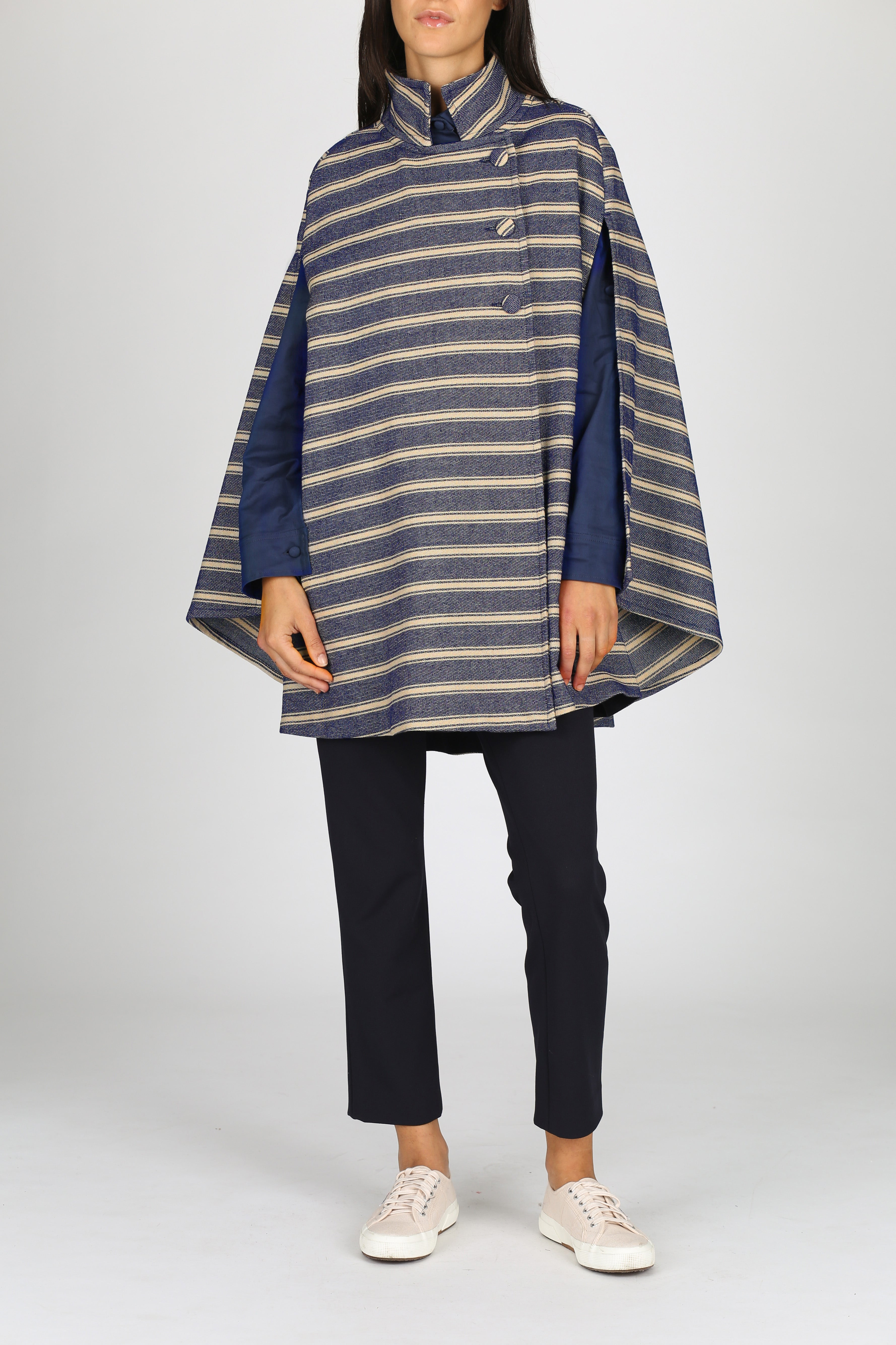Rachel Denim Cape — stripes — Marta Scarampi