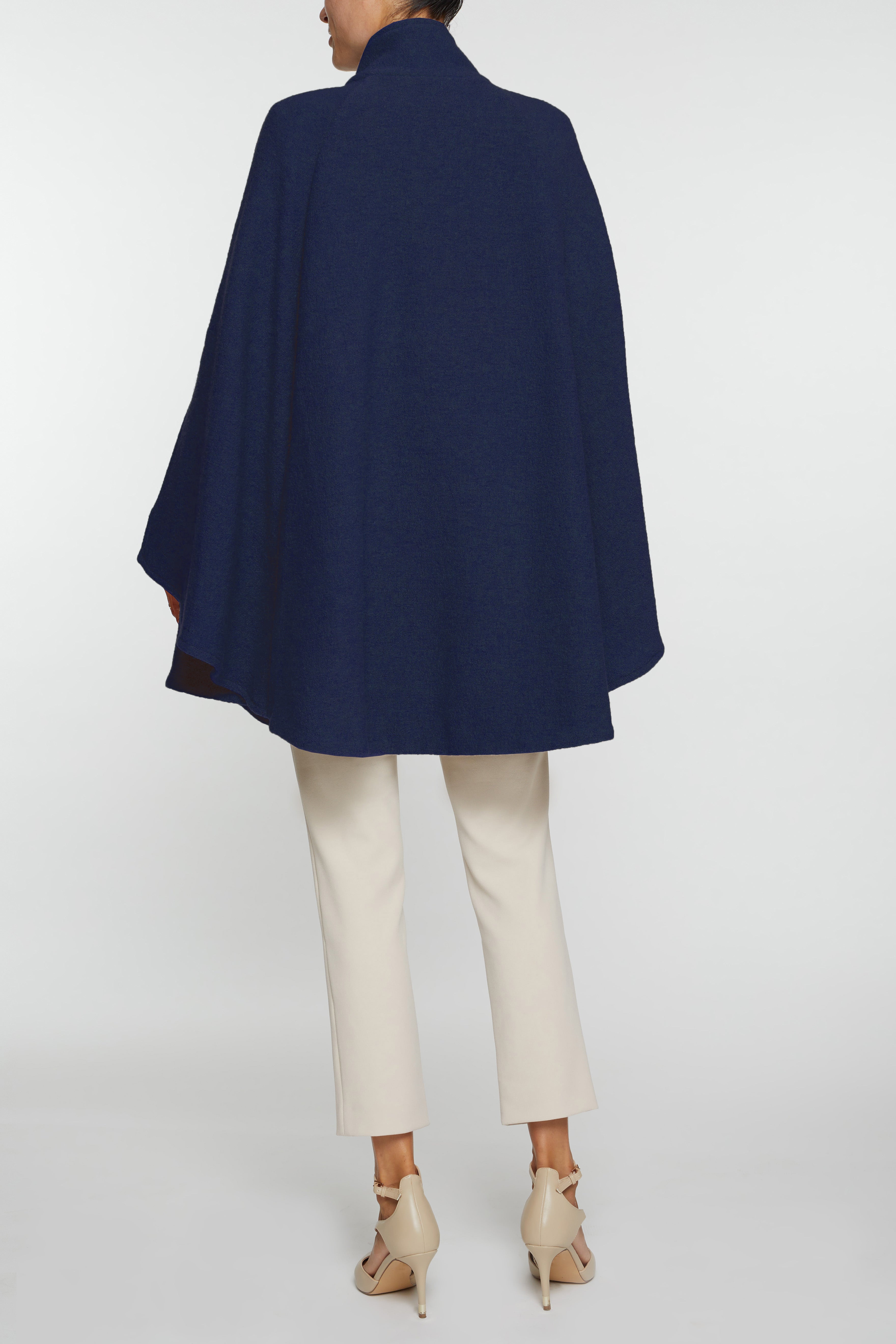Rachel Wool Cape — blue navy wool — Marta Scarampi