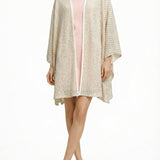 Alma Poncho in beige net, front view