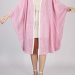 Alma Poncho in pink net, front view