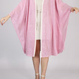 Alma Poncho in pink net, front view