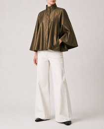 Audrey Water-Resistant Cape in bronze, side view