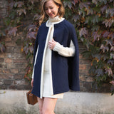 Giulia Two-Tone Wool Cape Blue