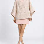 Clara Poncho Limited Edition in pink jacquard, front view