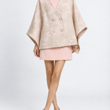 Clara Poncho Limited Edition in pink jacquard, front view