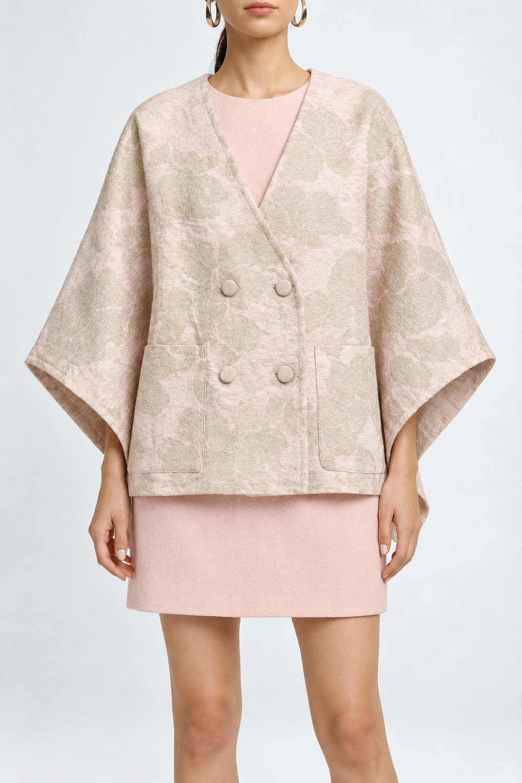 Clara Poncho Limited Edition in pink jacquard