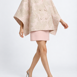 Clara Poncho Limited Edition in pink jacquard, side view