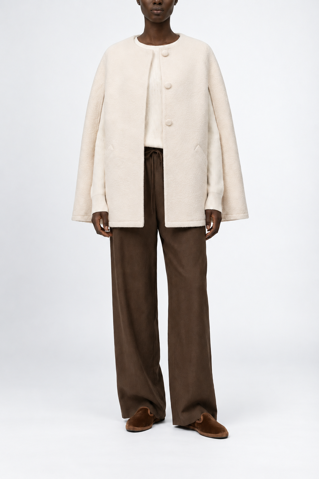 Giulia wool cape, front view